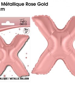 BALLON MÉTALLIQUE LETTRE “X” ROSE GOLD 36 CM