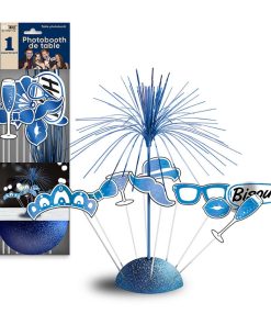 PHOTOBOOTH DE TABLE FESTIF X 8 PIECES BLEU