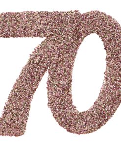 6 CONFETTIS 70 ANS PAILLETES ANNIVERSAIRE ROSE GLOD