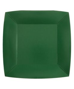10 PETITES ASSIETTES CARRÉES 18X18CM VERT FONCE