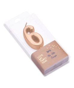 BOUGIE CHIFFRE “6” METALLISE OR 4.3CM SUR PIC