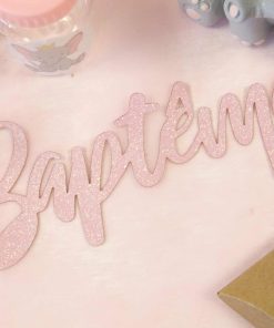 Décoration de table « Baptême » – Rose – Lot de 2