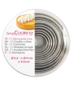 Boîte de 11 emporte-pièces ronds en inox