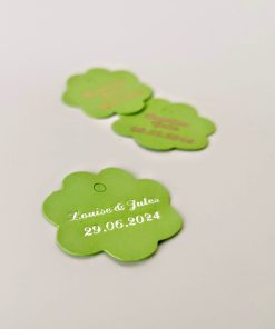 Etiquette dragées – Fleur Vert anis – Personalisée