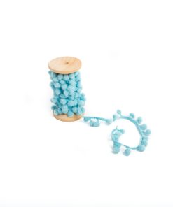 RUBAN DE POMPONS BLEU CIEL 1.5 CM X 2 M