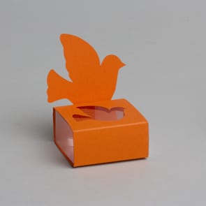 Boite à dragées communion colombe-Orange- Lot de 6