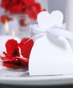 10 Contenants à dragées mariée avec ruban de satin