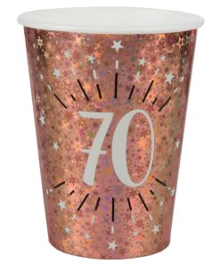 10 GOBELETS ÂGE 70 ANS ÉTINCELANT ROSE GOLD 27 CL