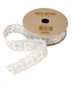 RUBAN COTON DENTELLE BLANC 2CMX2M